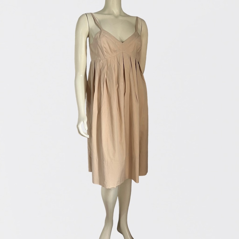 Adrienne Vittadini Tan Cotton Silk Midi Dress Size 4